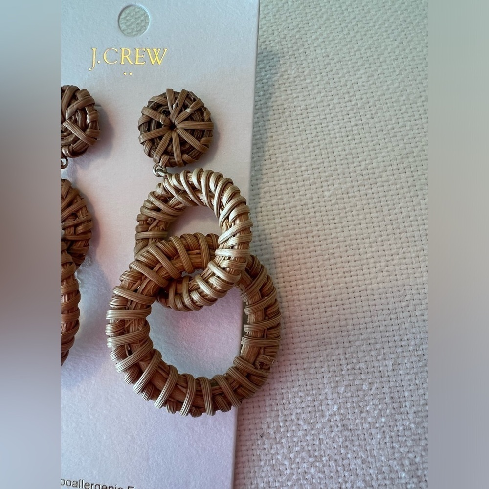 NWT J.Crew Interlocking Rattan Hoop Earrings - Picture 4 of 9